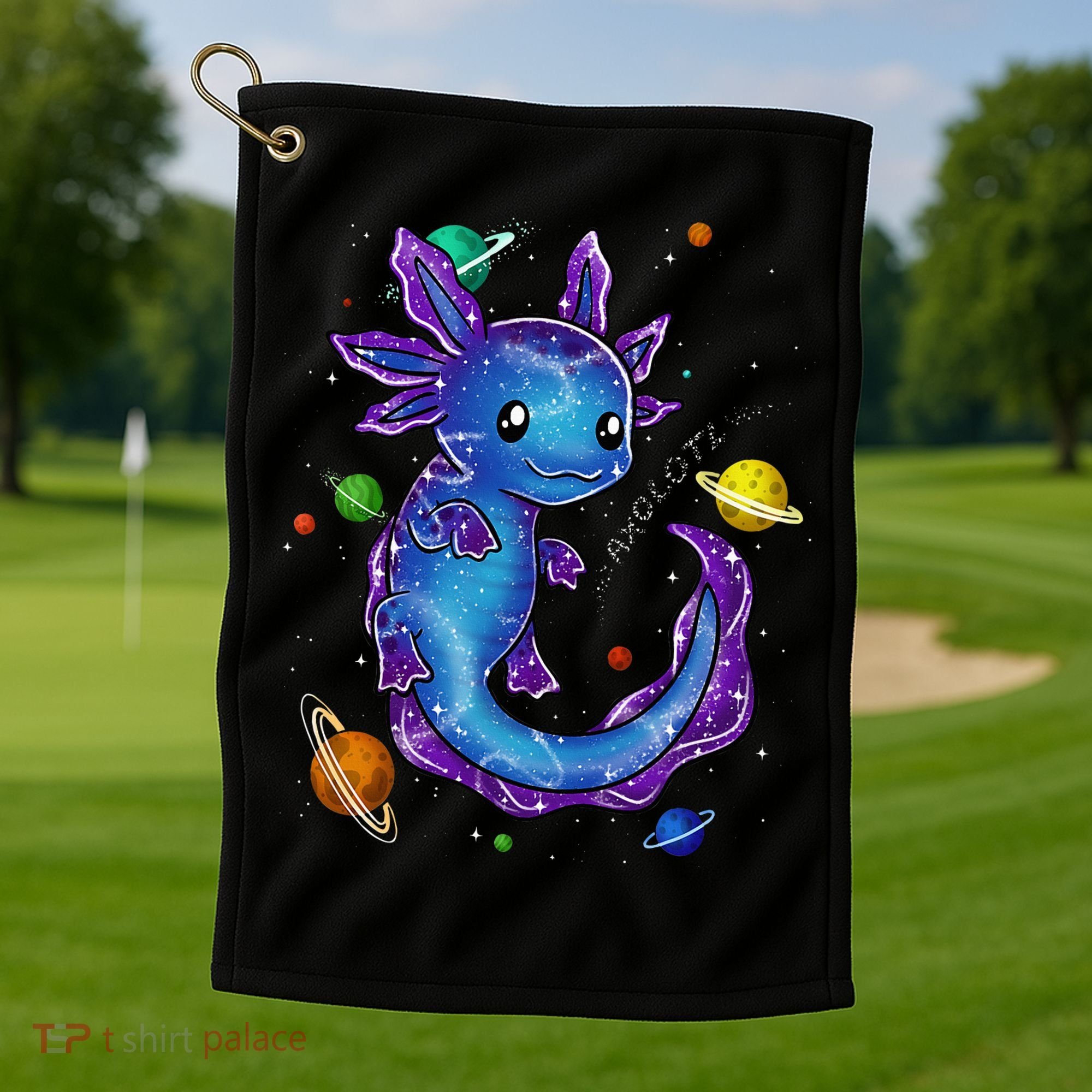 Galaxy Axolotl Funny Goth Space purple blue Japan Golf Towel