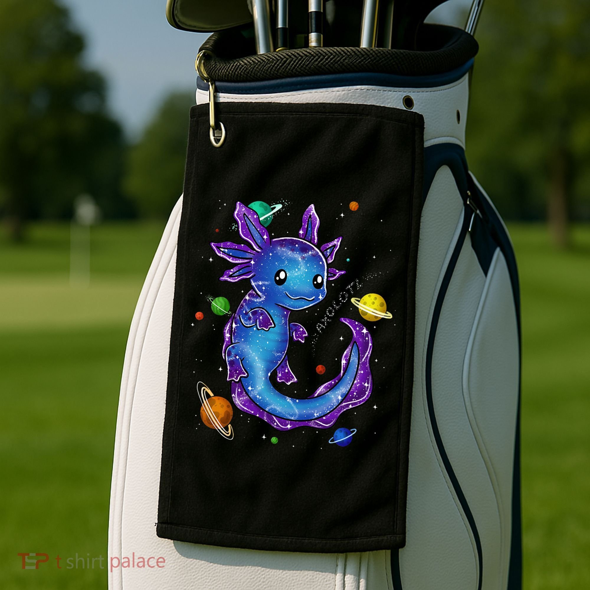 Galaxy Axolotl Funny Goth Space purple blue Japan Golf Towel