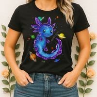 Galaxy Axolotl Funny Goth Space purple blue Japan Women's T-Shirt thumb 2
