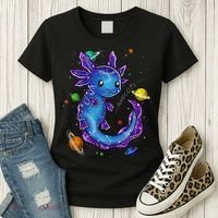 Galaxy Axolotl Funny Goth Space purple blue Japan Women's T-Shirt thumb 3