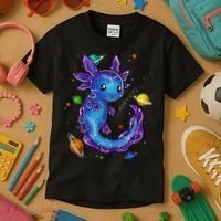 Galaxy Axolotl Funny Goth Space purple blue Japan Kids T-Shirt thumb 3
