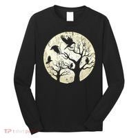 Gothic Animal Forest Bird Raven Creepy Night Moonlight Crow Long Sleeve Shirt thumb 0