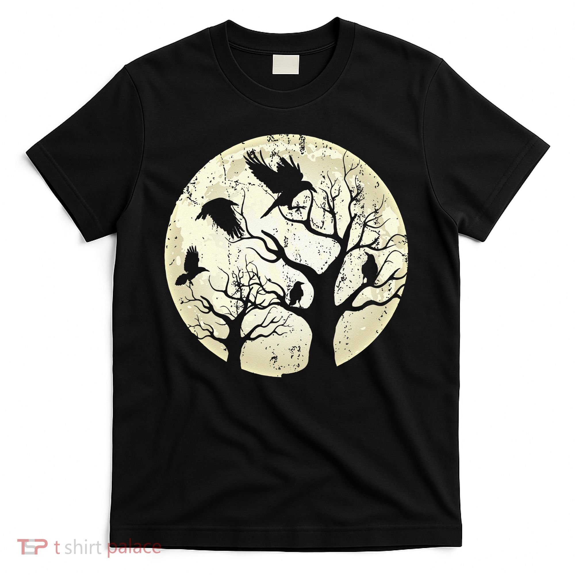 Gothic Animal Forest Bird Raven Creepy Night Moonlight Crow T-Shirt