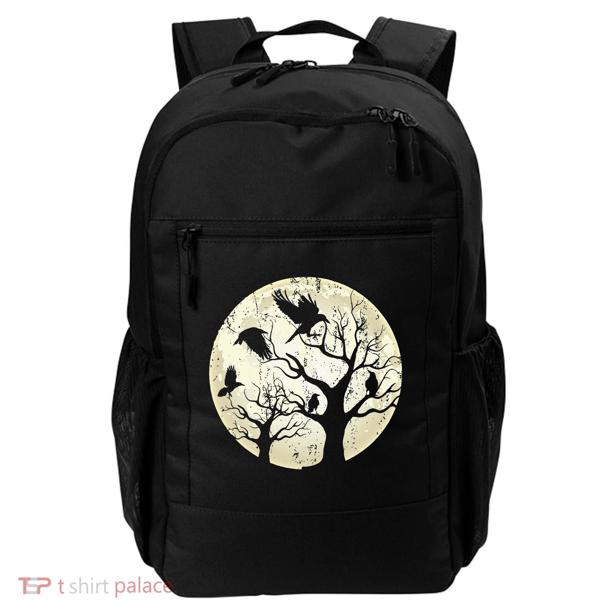 Gothic Animal Forest Bird Raven Creepy Night Moonlight Crow Backpack