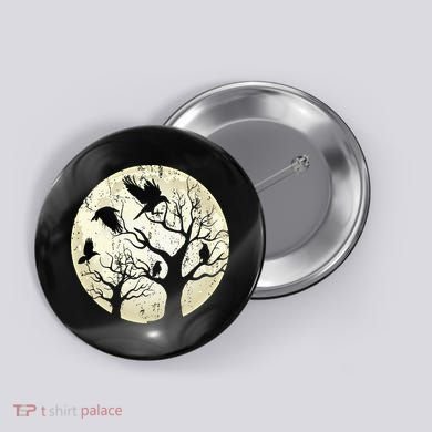 Gothic Animal Forest Bird Raven Creepy Night Moonlight Crow Button