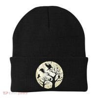 Gothic Animal Forest Bird Raven Creepy Night Moonlight Crow Beanie thumb 0