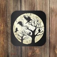 Gothic Animal Forest Bird Raven Creepy Night Moonlight Crow Coaster thumb 0