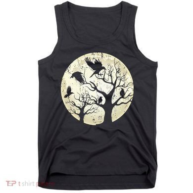 Gothic Animal Forest Bird Raven Creepy Night Moonlight Crow Tank Top