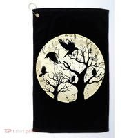 Gothic Animal Forest Bird Raven Creepy Night Moonlight Crow Golf Towel thumb 0