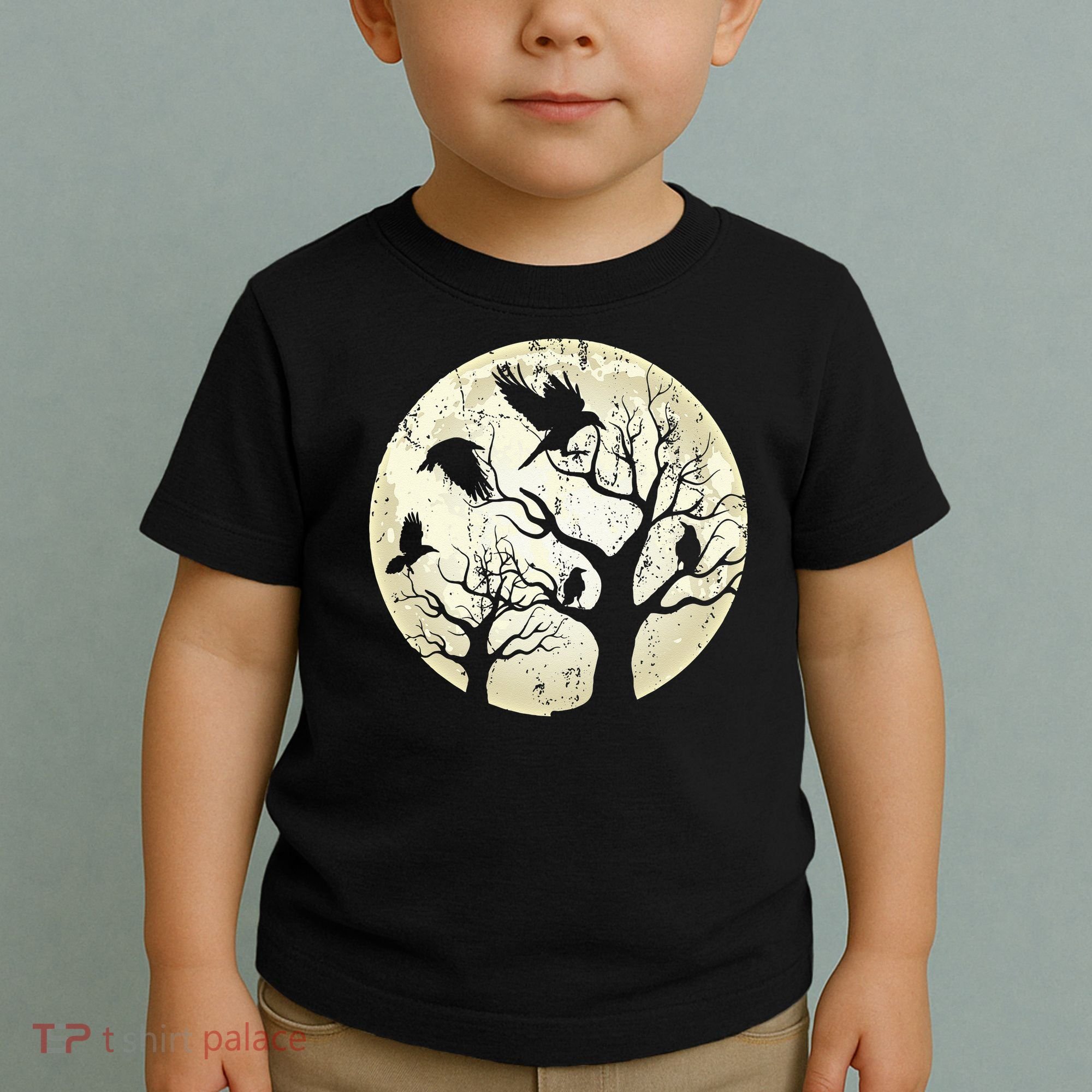 Gothic Animal Forest Bird Raven Creepy Night Moonlight Crow Toddler T-Shirt