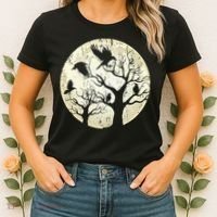 Gothic Animal Forest Bird Raven Creepy Night Moonlight Crow Women's T-Shirt thumb 2