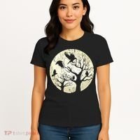 Gothic Animal Forest Bird Raven Creepy Night Moonlight Crow Women's T-Shirt thumb 4