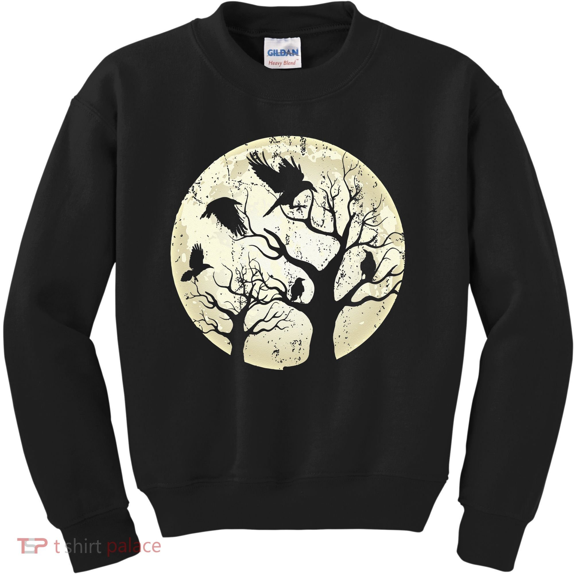 Gothic Animal Forest Bird Raven Creepy Night Moonlight Crow Kids Sweatshirt