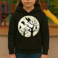Gothic Animal Forest Bird Raven Creepy Night Moonlight Crow Kids Hoodie thumb 3