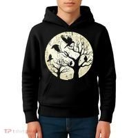 Gothic Animal Forest Bird Raven Creepy Night Moonlight Crow Kids Hoodie thumb 4