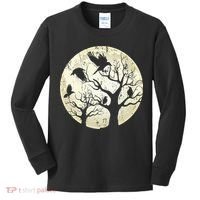Gothic Animal Forest Bird Raven Creepy Night Moonlight Crow Kids Long Sleeve Shirt thumb 0