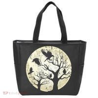 Gothic Animal Forest Bird Raven Creepy Night Moonlight Crow Tote Bag thumb 0