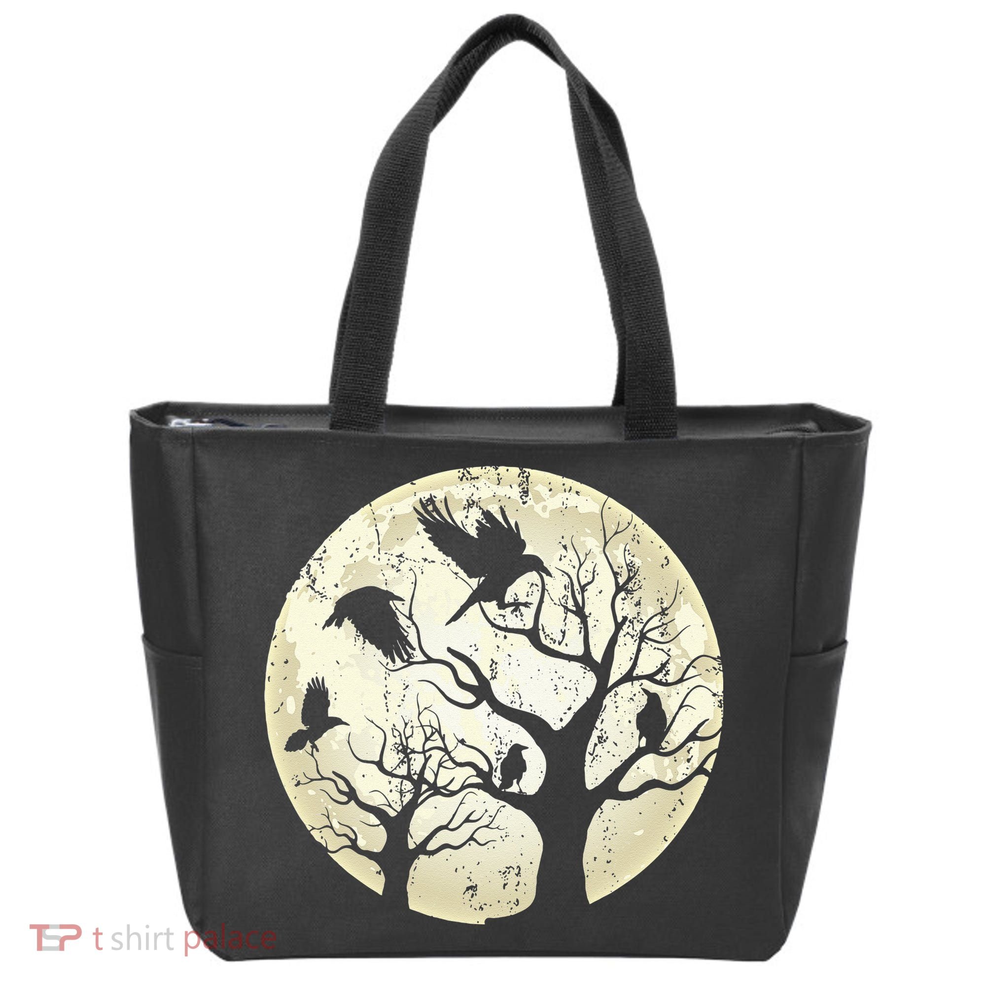 Gothic Animal Forest Bird Raven Creepy Night Moonlight Crow Tote Bag