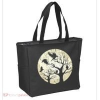 Gothic Animal Forest Bird Raven Creepy Night Moonlight Crow Tote Bag thumb 2