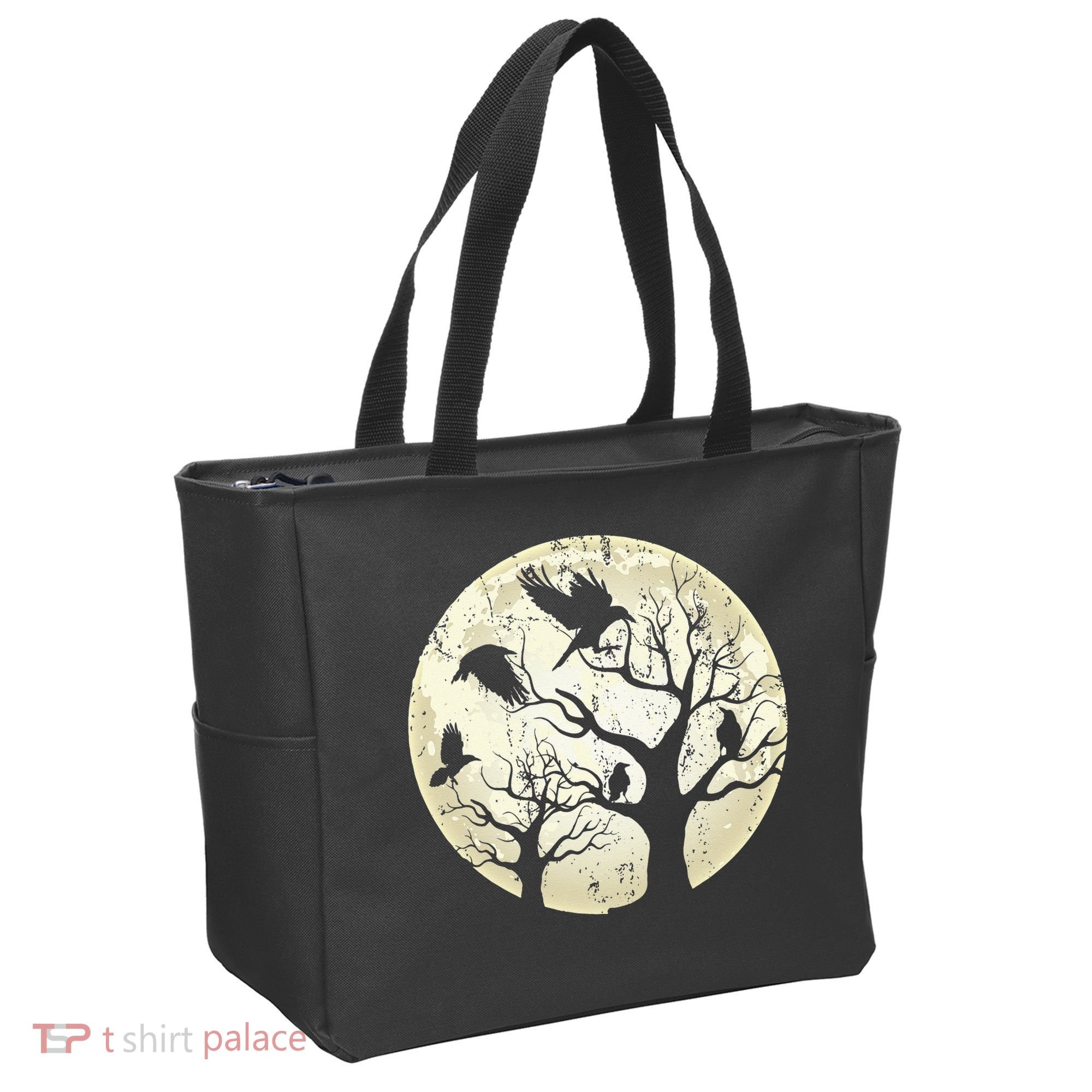 Gothic Animal Forest Bird Raven Creepy Night Moonlight Crow Tote Bag