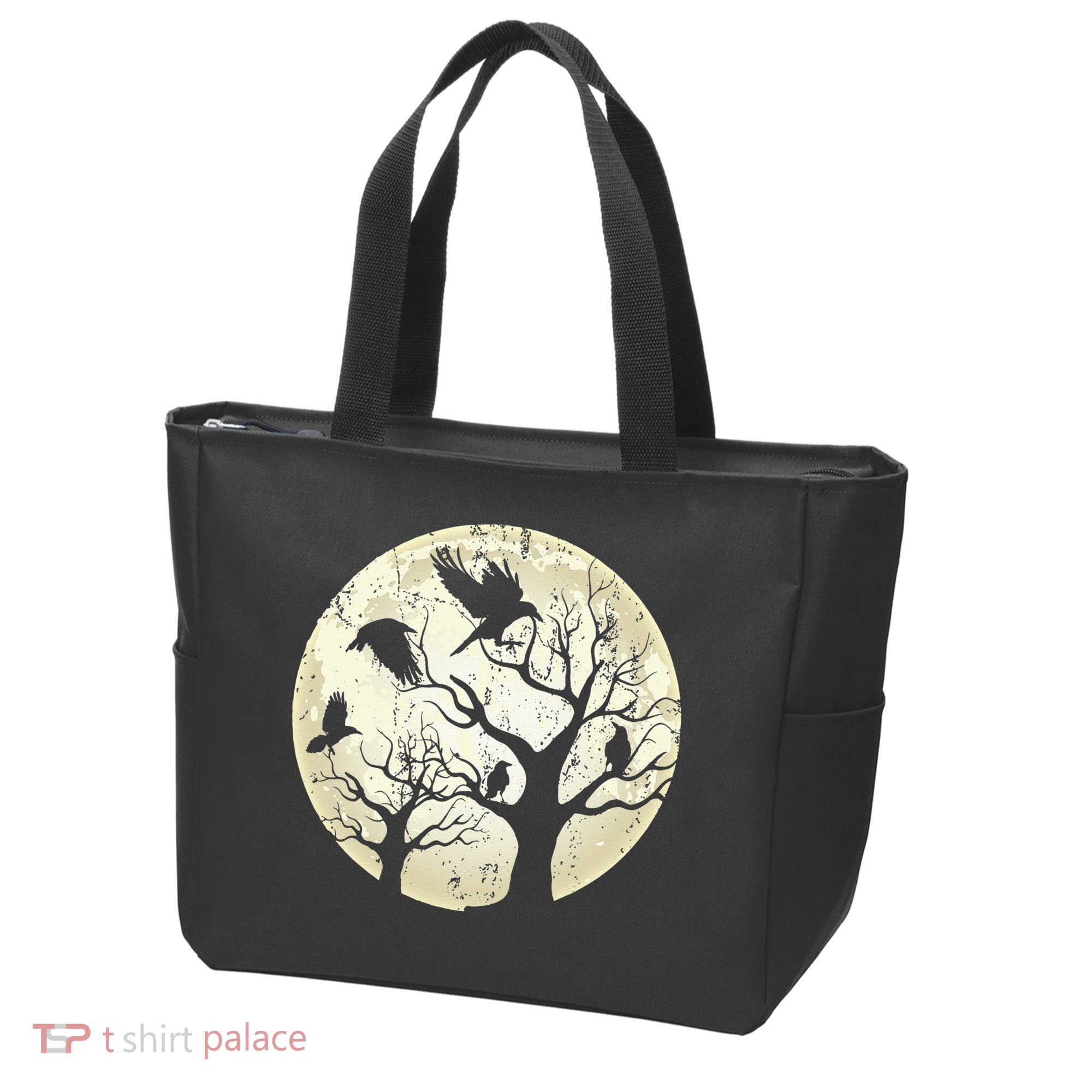 Gothic Animal Forest Bird Raven Creepy Night Moonlight Crow Tote Bag