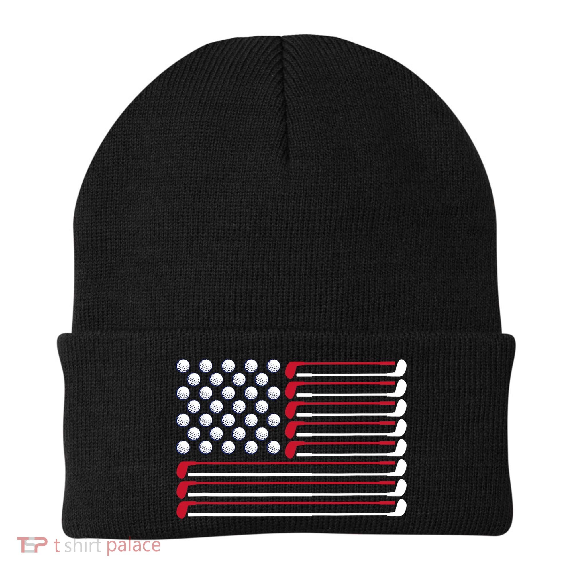 Golf American Flag Golf Player Lover Golfing Golfer Beanie