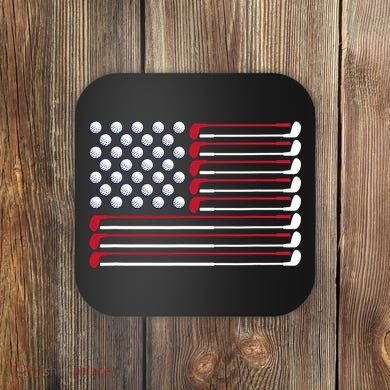 Golf American Flag Golf Player Lover Golfing Golfer Coaster
