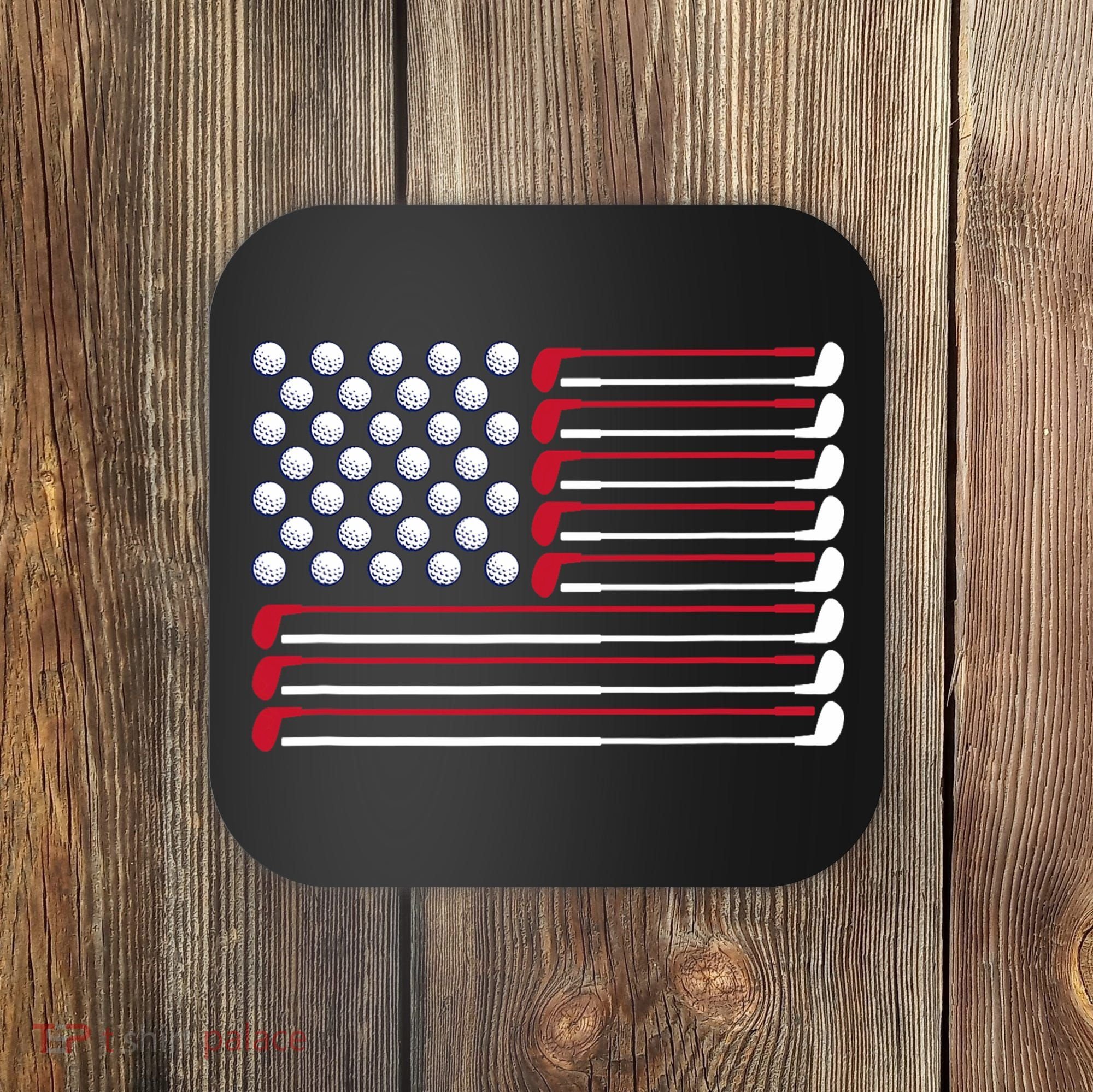 Golf American Flag Golf Player Lover Golfing Golfer Coaster