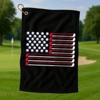 Golf American Flag Golf Player Lover Golfing Golfer Golf Towel thumb 1