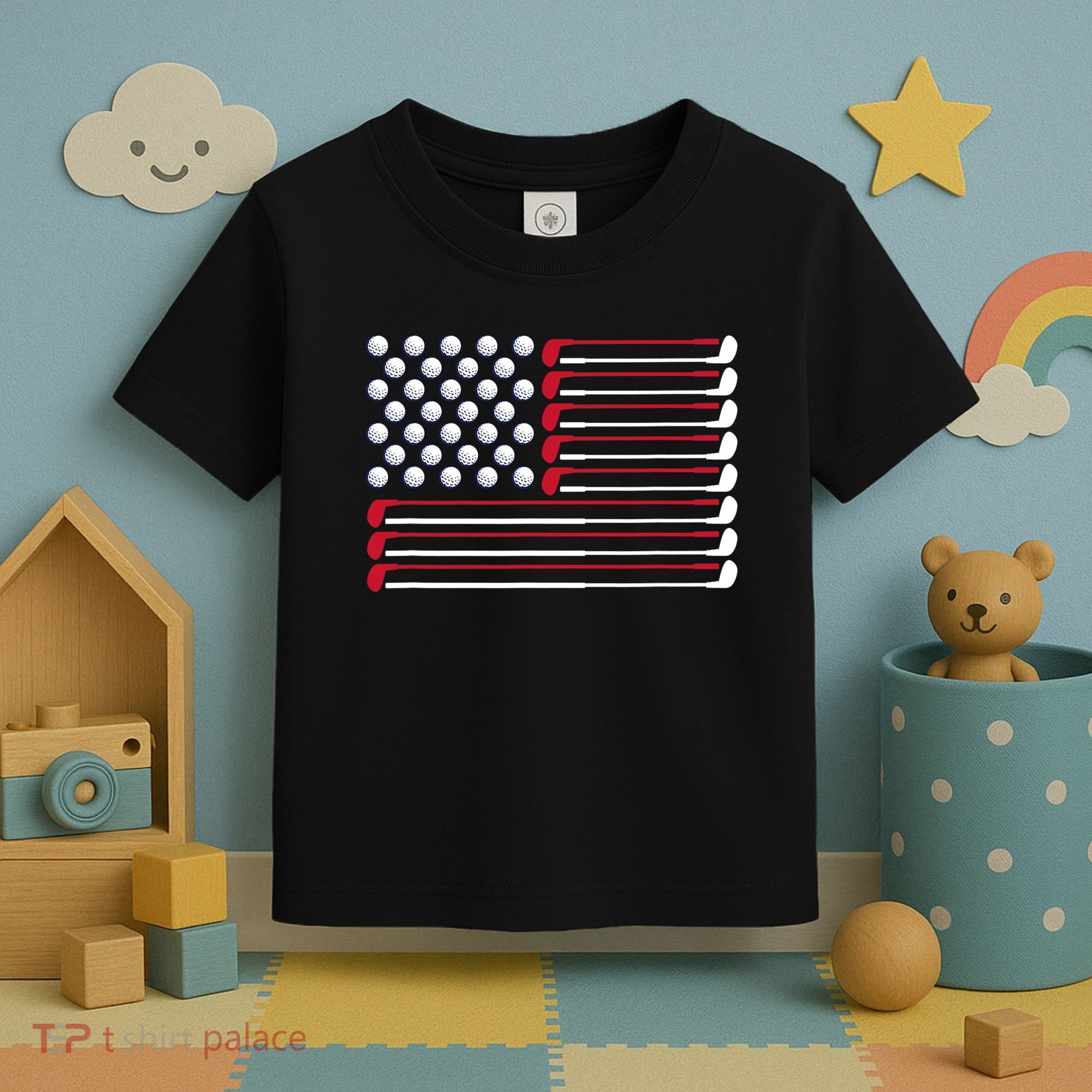 Golf American Flag Golf Player Lover Golfing Golfer Toddler T-Shirt