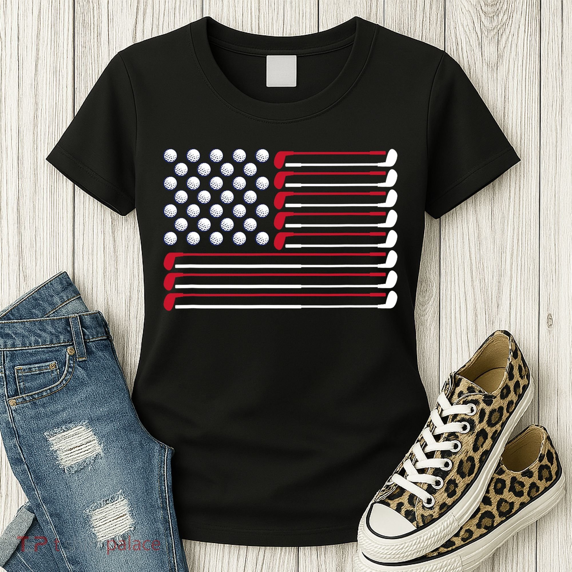 Golf American Flag Golf Player Lover Golfing Golfer Women's T-Shirt