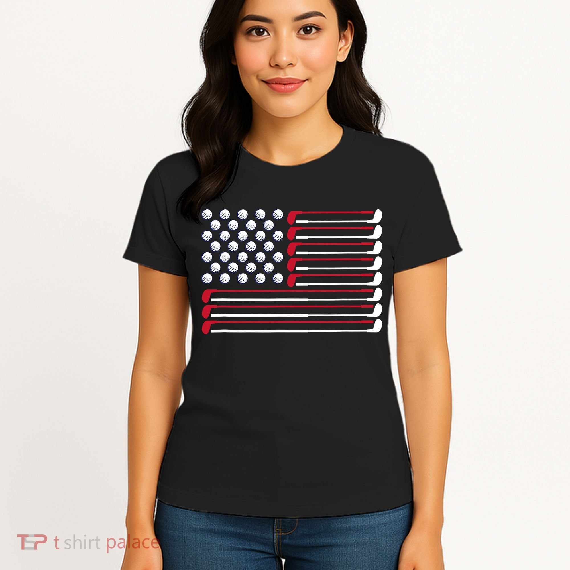Golf American Flag Golf Player Lover Golfing Golfer Women's T-Shirt
