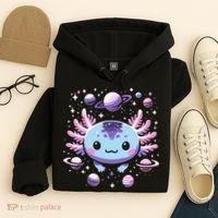 Galaxy Axolotl Funny Goth Space Axolotl Hoodie thumb 4