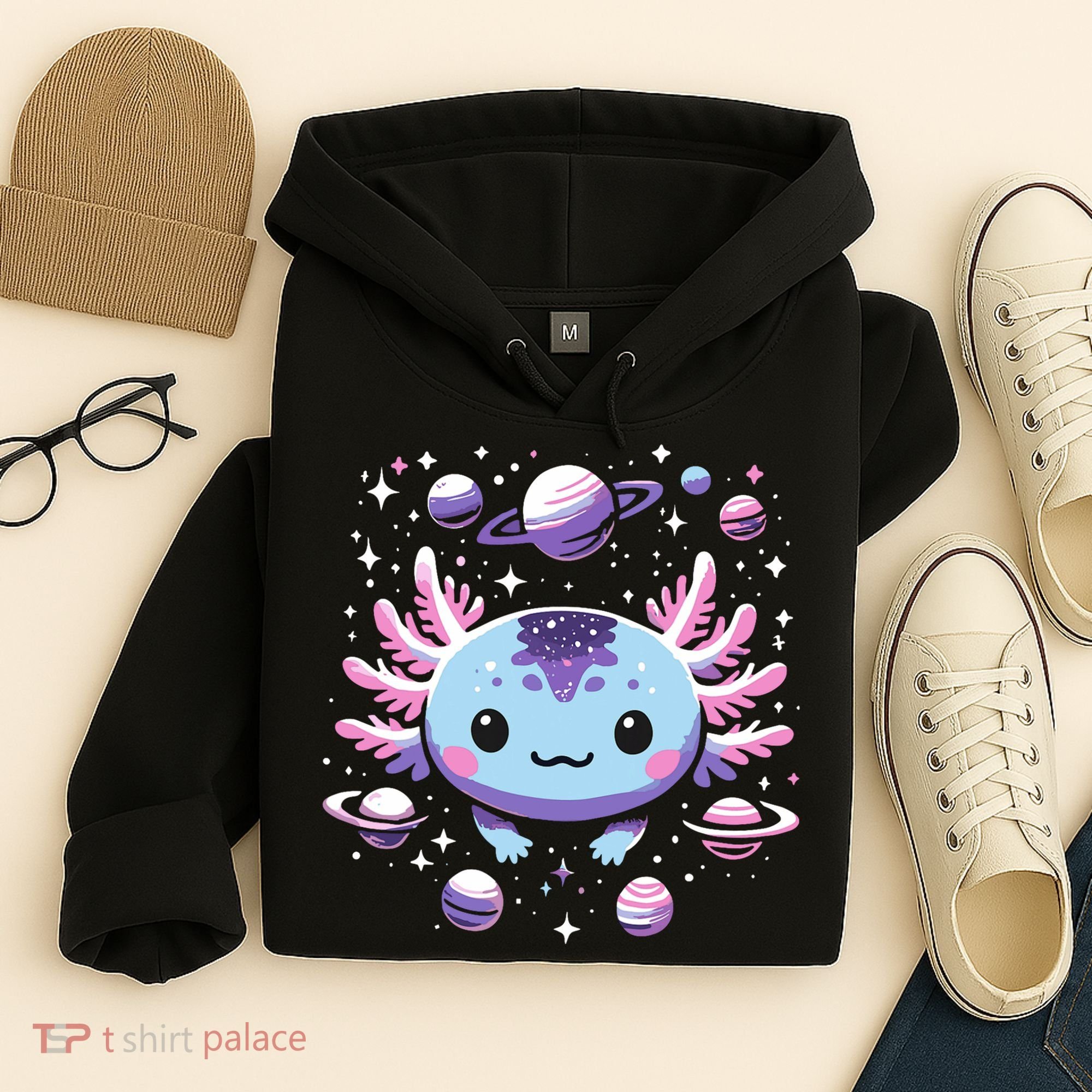 Galaxy Axolotl Funny Goth Space Axolotl Hoodie