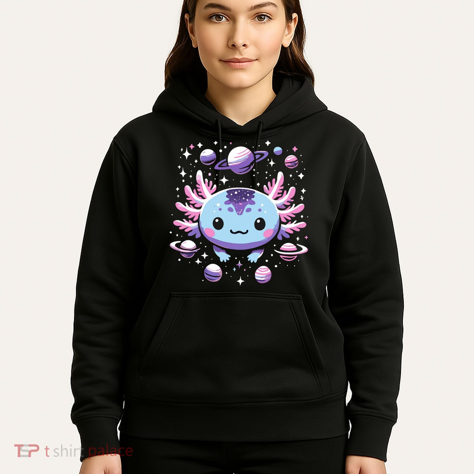 Galaxy Axolotl Funny Goth Space Axolotl Hoodie