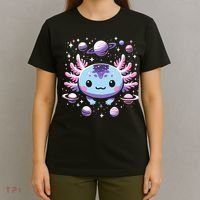 Galaxy Axolotl Funny Goth Space Axolotl T-Shirt thumb 4