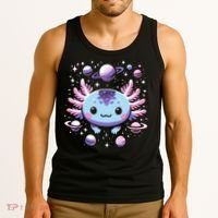 Galaxy Axolotl Funny Goth Space Axolotl Tank Top thumb 3