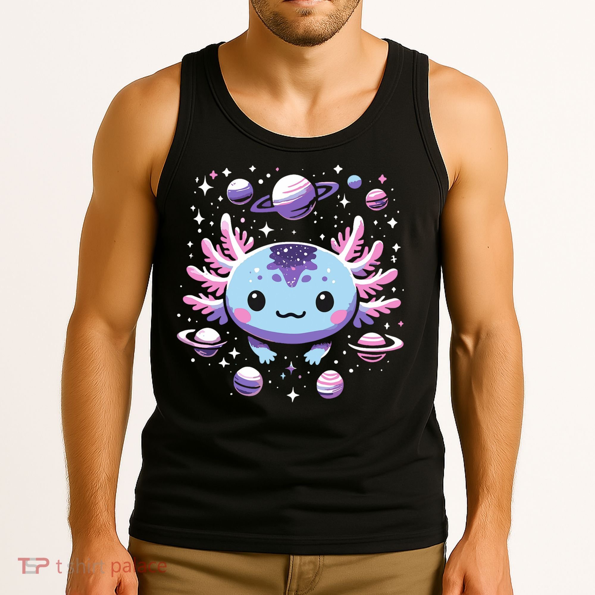 Galaxy Axolotl Funny Goth Space Axolotl Tank Top