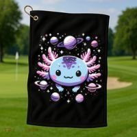 Galaxy Axolotl Funny Goth Space Axolotl Golf Towel thumb 1