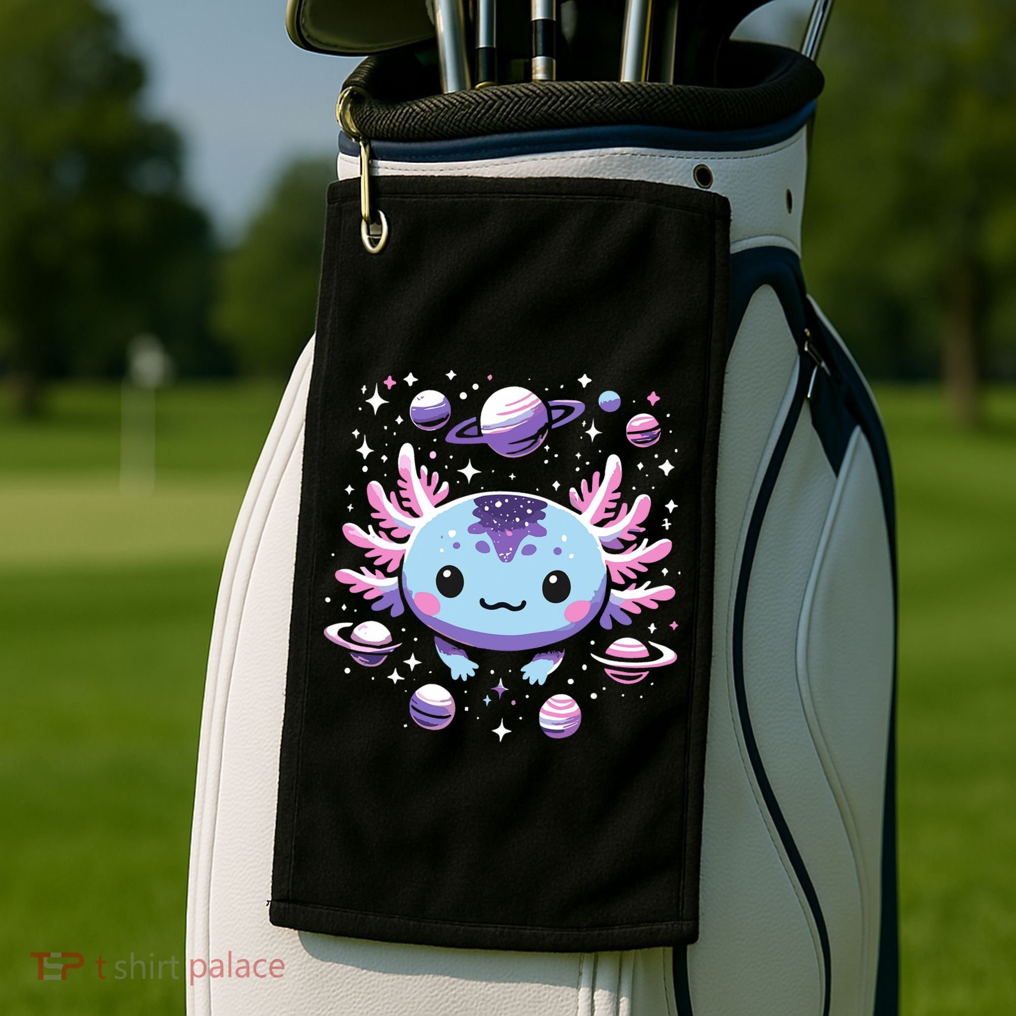Galaxy Axolotl Funny Goth Space Axolotl Golf Towel