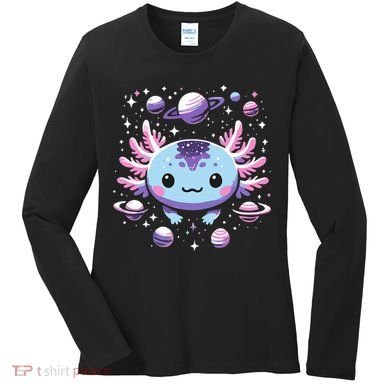 Galaxy Axolotl Funny Goth Space Axolotl Women's Long Sleeve Shirt