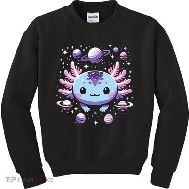 Galaxy Axolotl Funny Goth Space Axolotl Kids Sweatshirt