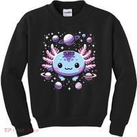 Galaxy Axolotl Funny Goth Space Axolotl Kids Sweatshirt thumb 0