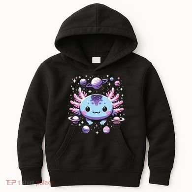 Galaxy Axolotl Funny Goth Space Axolotl Kids Hoodie