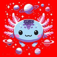 Galaxy Axolotl Funny Goth Space Axolotl Santa Hat thumb 1
