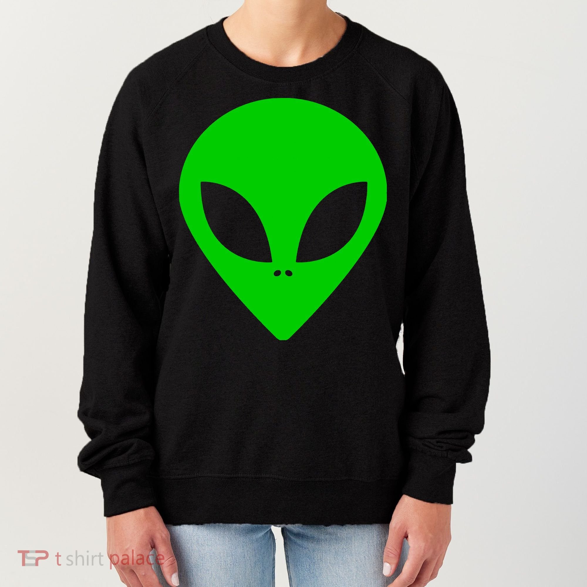 Green Alien Face Green Women's Sweatshirt