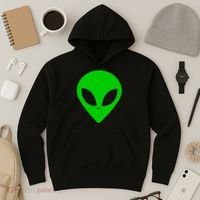 Green Alien Face Green Hoodie thumb 3