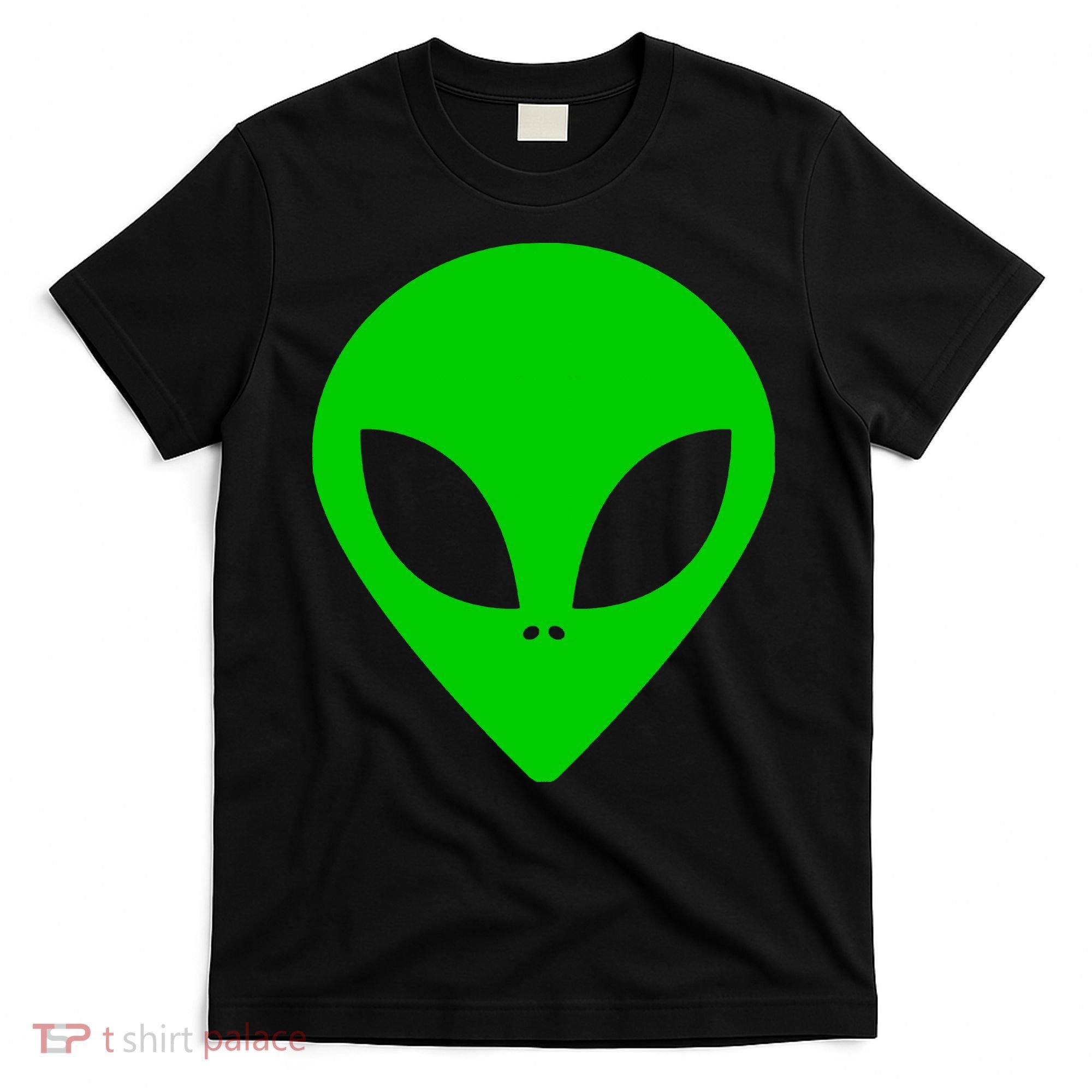 Green Alien Face Green T-Shirt