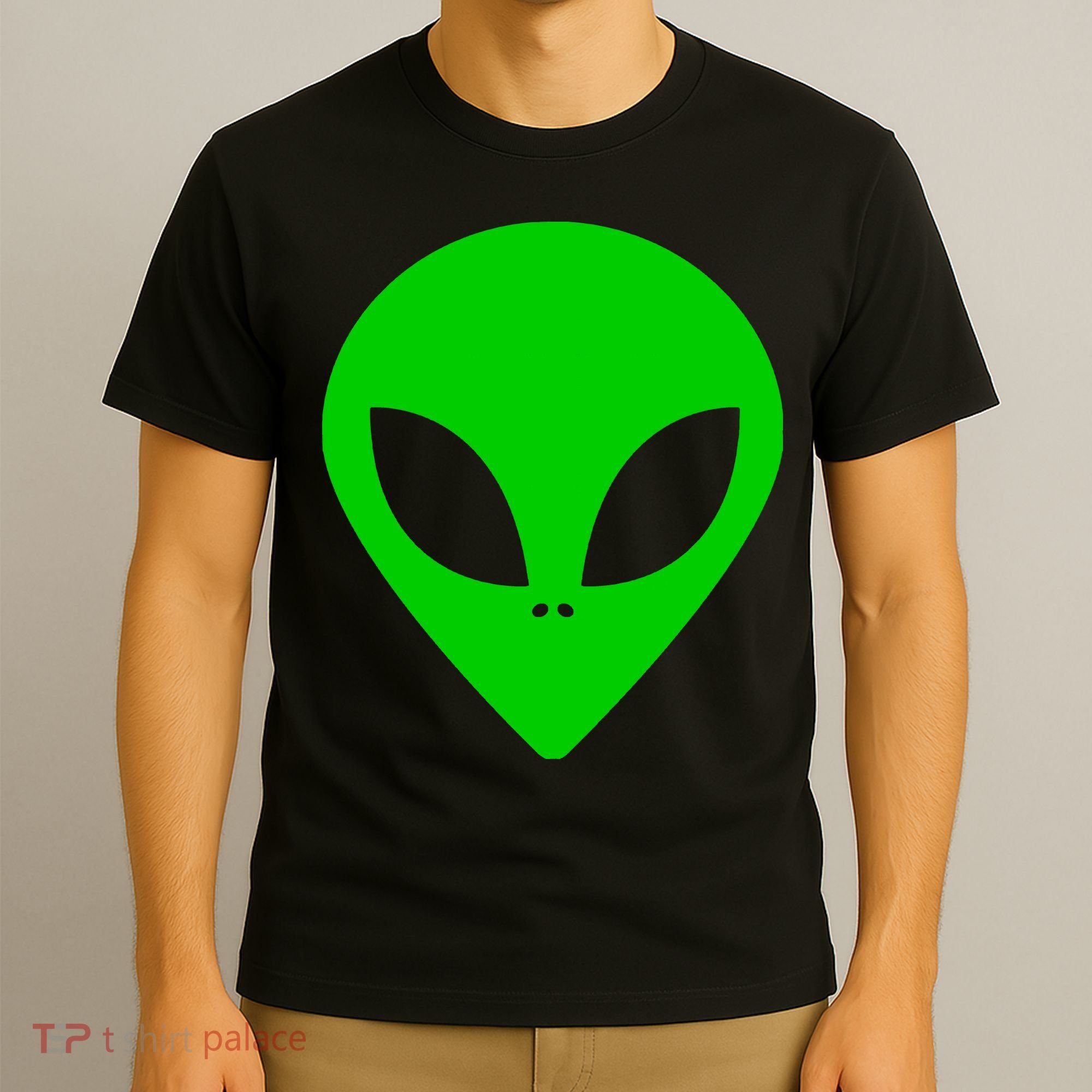 Green Alien Face Green T-Shirt