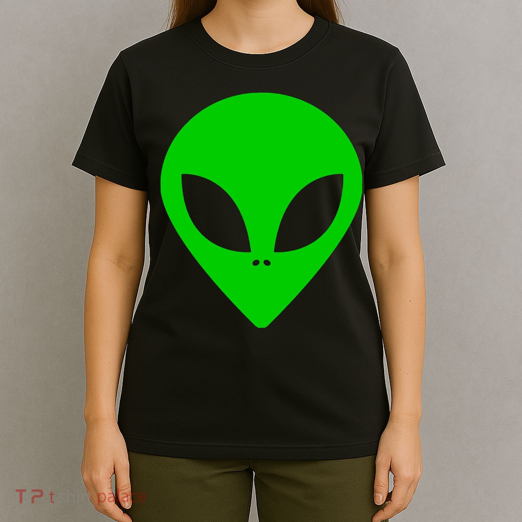 Green Alien Face Green T-Shirt